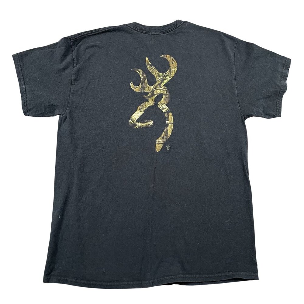 Browning T-Shirt Mens Large Black Camo Logo‎ 100% Cotton Tee